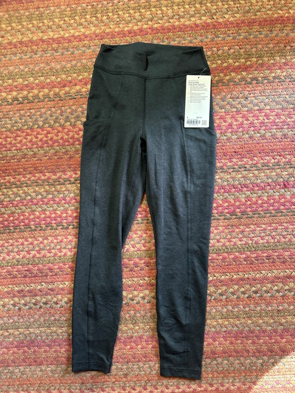 NWT LULULEMON BLACK SOFT SUEDED HIGH RISE TIGHTS 25”
